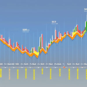 Ically illustrated timeline of Ethereum X, showing its fluctuating price in the form of a colorful, stylized, 3D-like roller coaster