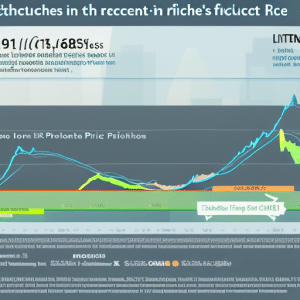 -up of a bar graph depicting the recent fluctuations in Ethereum X's price, with bright lines and points of interest highlighted