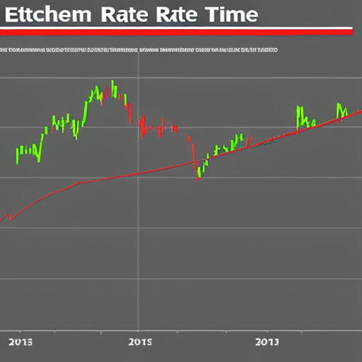 of the Ethereum rate over time, with red lines to indicate significant drops and green lines to indicate significant increases