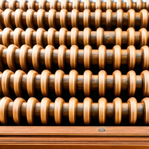 image of an old-style abacus with a single bead moved across to represent the 0