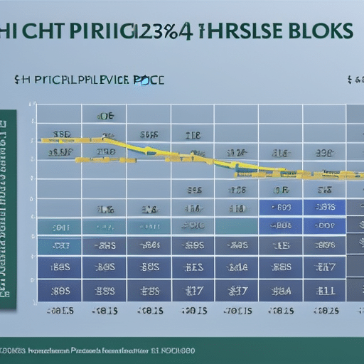 Id-shaped graph of increasing blocks, each block representing a different historical USD-ETH price, starting at 0