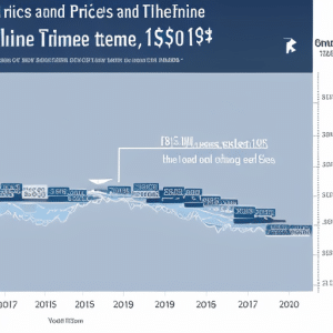 Graph showing the rise and fall of Ethereum prices over time, with a timeline of key events from its inception to the present day