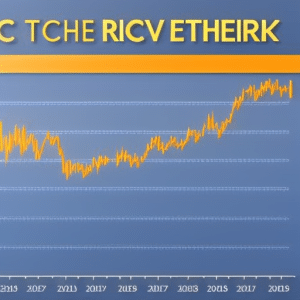 Graph of a sharp rise in Ethereum prices with a golden arrow pointing up