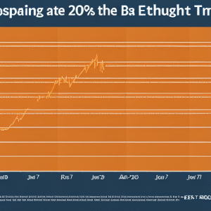 A graph showing the growth of Ethereum over time, with the current price highlighted in a bright color