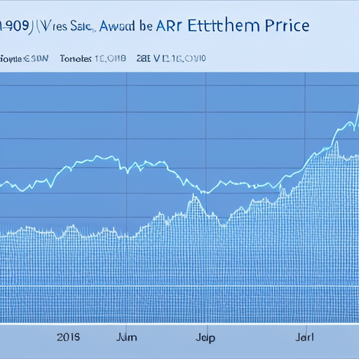 A line graph of the Ethereum price over the last month in shades of blue, with a sharp spike showing the latest price update