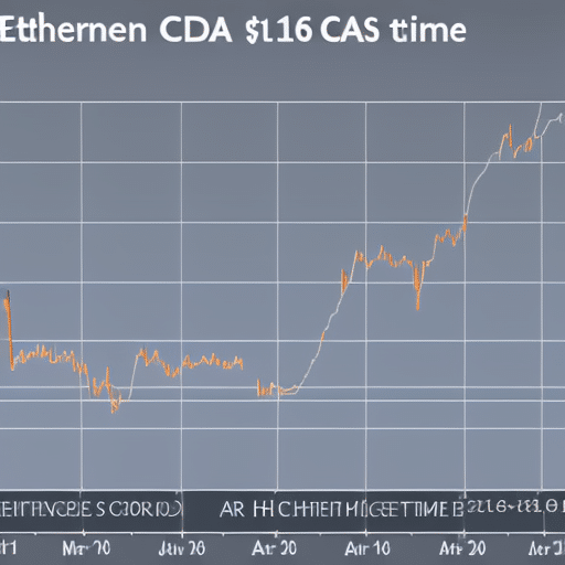 line graph showing the changes in price of Ethereum against CAD over time