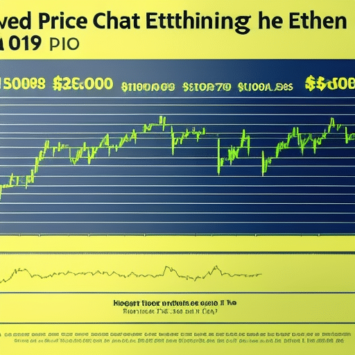 T yellow line chart showing a spike in the price of Ethereum with an alert symbol in the upper right corner