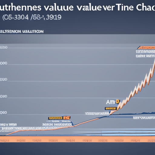 of Ethereum's value fluctuations over time, with arrows pointing to the 0