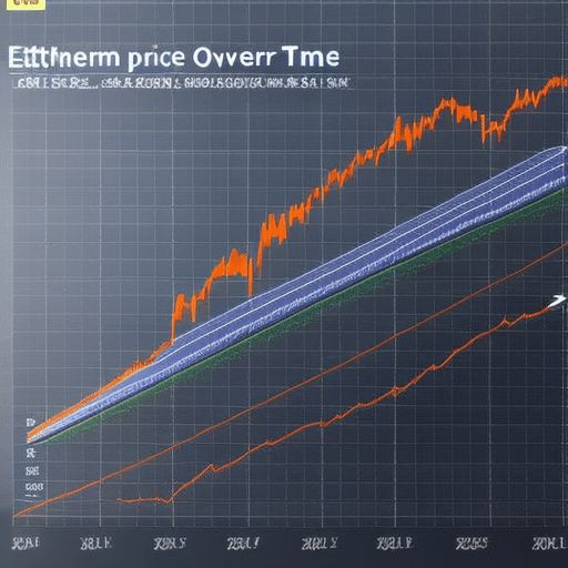 of Ethereum price over time, with a line showing the staked prices highlighted