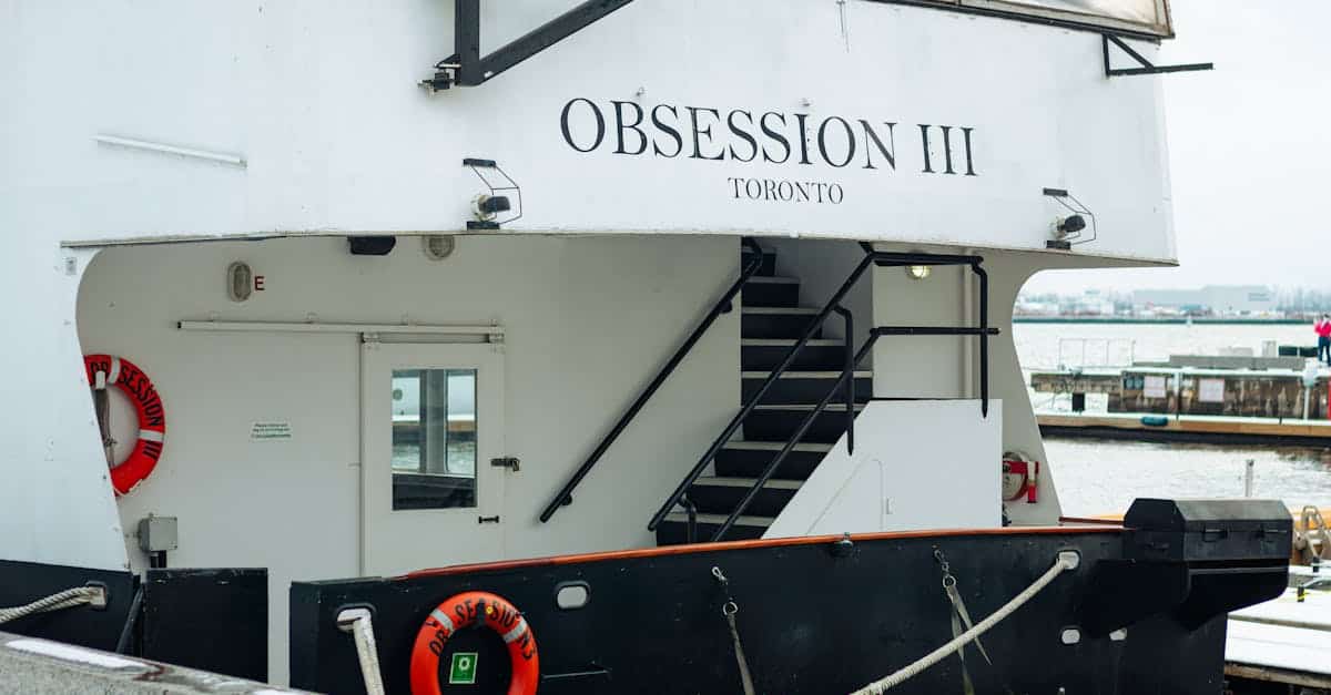 a ship standing on the docks in toronto